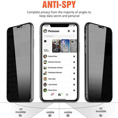 Anti-Spy Aizsargstikls (10D) priekš iPhone 11 Pro Max/Xs Max (6,5″) cena un informācija | Ekrāna aizsargstikli | 220.lv