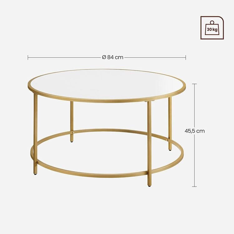 Apaļš kafijas galdiņš ar metāla rāmi VASAGLE LCT091A10 cena un informācija | Žurnālgaldiņi | 220.lv