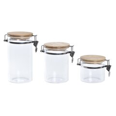 3 caurules DKD Home Decor Dabisks Caurspīdīgs Bambuss Borosilikāta glāze (1,8 L) (3 Daudzums) цена и информация | Посуда для хранения еды | 220.lv