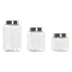 3 caurules DKD Home Decor Stikls Nerūsējošais tērauds (500 ml) (750 ml) (1L) (3 Daudzums) цена и информация | Посуда для хранения еды | 220.lv
