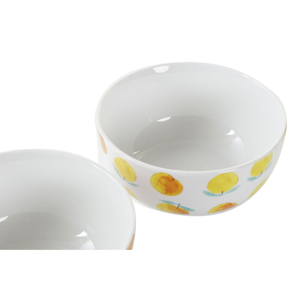 Bļoda DKD Home Decor Augļi Porcelāns (13,5 x 13,5 x 6,5 cm) (3 gb.) cena un informācija | Trauki, šķīvji, pusdienu servīzes | 220.lv