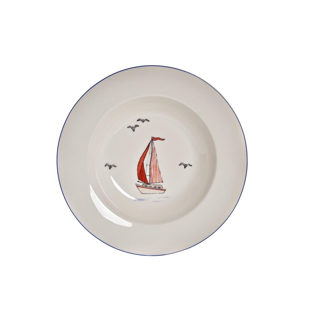 Dziļais šķīvis DKD Home Decor Burukuģi Porcelāns (21,5 x 21,5 x 3,5 cm) (2 gb.) cena un informācija | Trauki, šķīvji, pusdienu servīzes | 220.lv