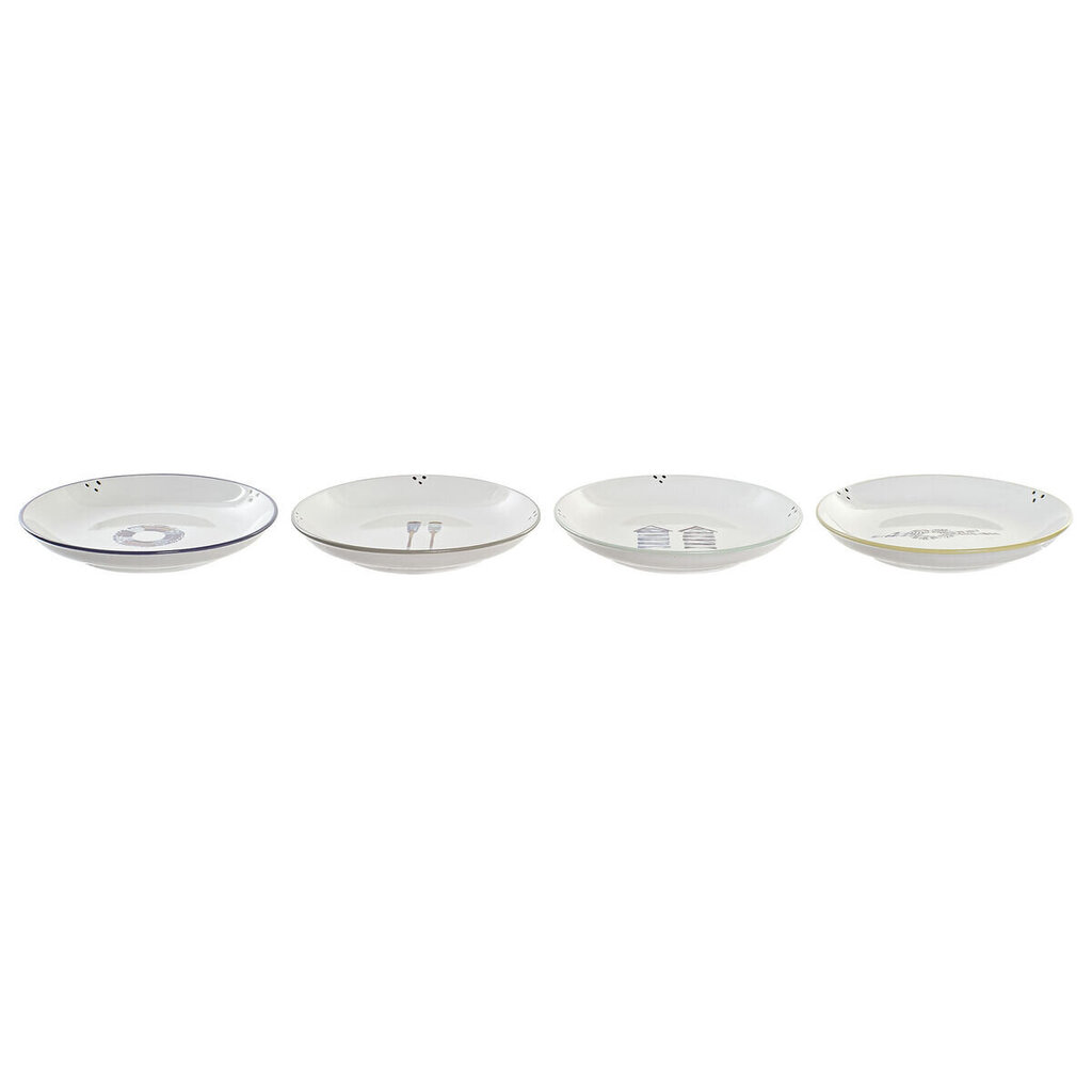 Dziļais šķīvis DKD Home Decor Jūras Keramika (20 x 20 x 3 cm) (4 gb.) cena un informācija | Trauki, šķīvji, pusdienu servīzes | 220.lv