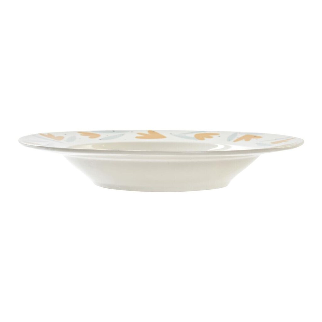 Dziļais šķīvis DKD Home Decor Porcelāns Balts Daudzkrāsains (21,5 x 21,5 x 3,5 cm) (4 gb.) cena un informācija | Trauki, šķīvji, pusdienu servīzes | 220.lv