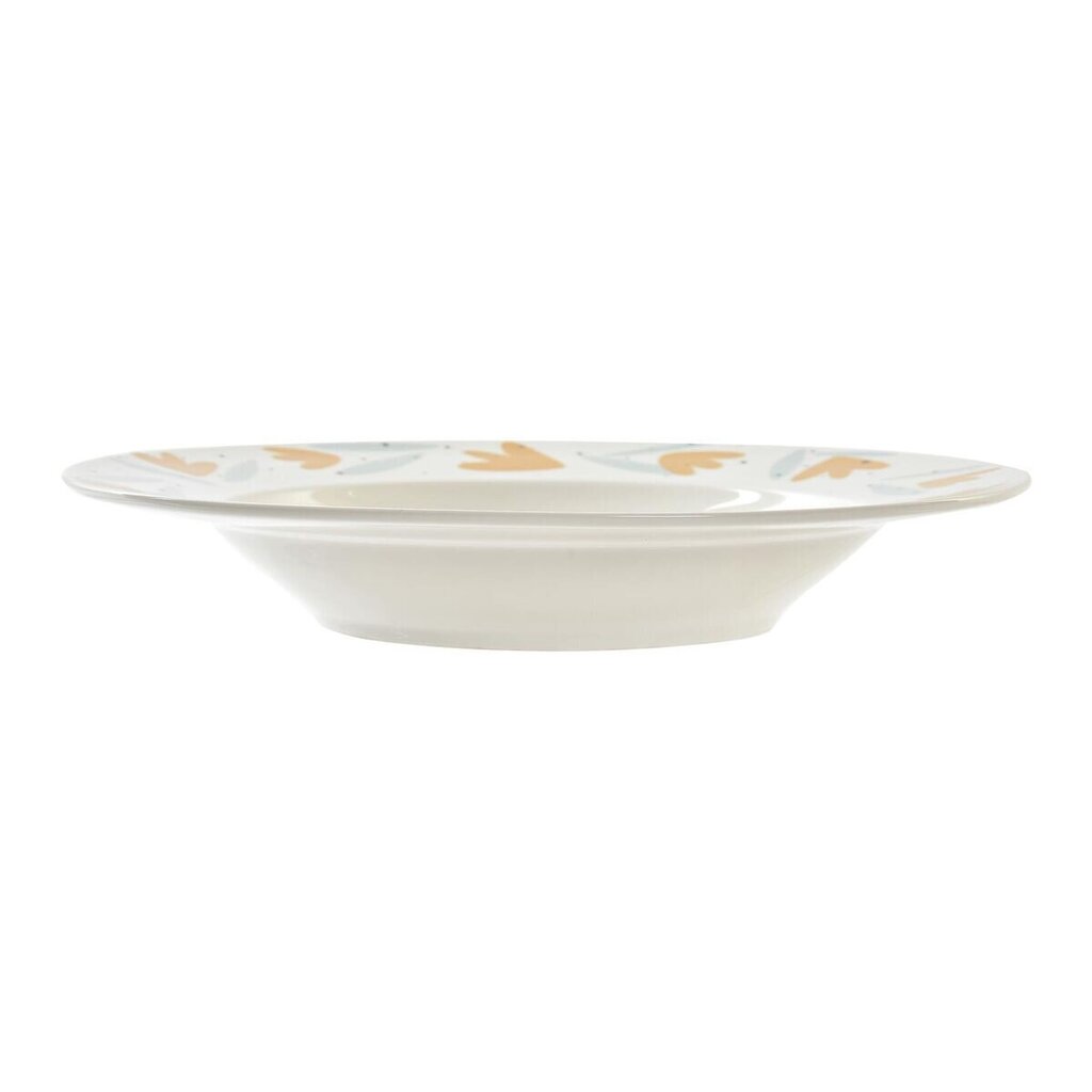 Dziļais šķīvis DKD Home Decor Porcelāns Balts Daudzkrāsains (21,5 x 21,5 x 3,5 cm) (4 gb.) цена и информация | Trauki, šķīvji, pusdienu servīzes | 220.lv