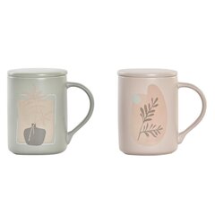 Чашка для заваривания DKD Home Decor Бежевый Мята Фарфор Bone China (420 ml) (2 штук) цена и информация | Стаканы, фужеры, кувшины | 220.lv