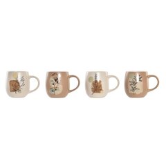 Krūze DKD Home Decor Porcelāns Bēšs Gaiši brūns Цветы Cottage (480 ml) (4 gb.) cena un informācija | Glāzes, krūzes, karafes | 220.lv