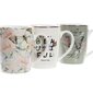 Krūze DKD Home Decor Porcelāns Bēšs Rozā Tauriņš Shabby Chic (370 ml) (3 gb.) cena un informācija | Glāzes, krūzes, karafes | 220.lv