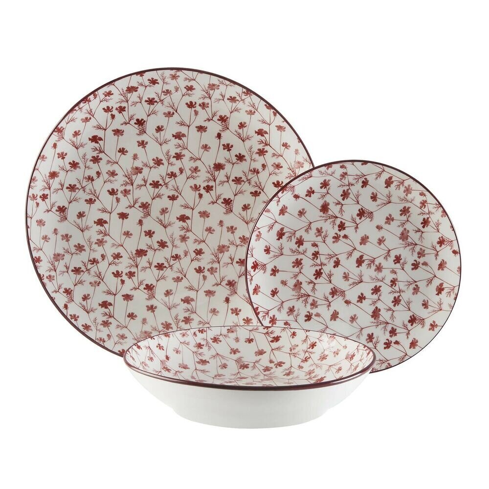 Māla trauki Versa Savage Burgundy 18 Daudzums Porcelāns cena | 220.lv