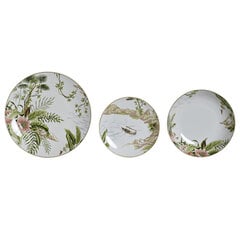 Pusdienas Aprīkojuma Komplekts DKD Home Decor Tropiskais Porcelāns (18 pcs) cena un informācija | Trauki, šķīvji, pusdienu servīzes | 220.lv