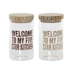 лодка DKD Home Decor Welcome Коричневый Прозрачный древесина акации Боросиликатное стекло (2 штук) цена и информация | Посуда для хранения еды | 220.lv