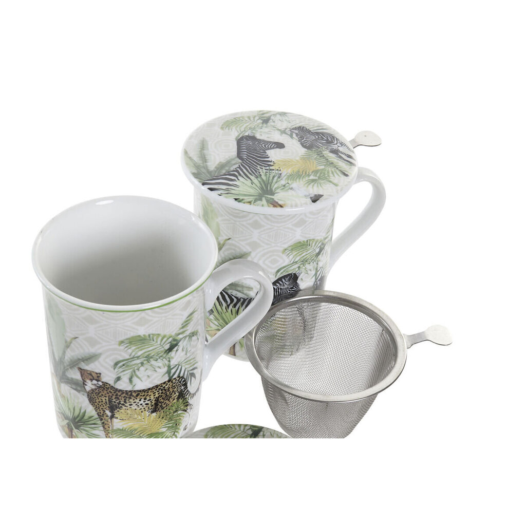 Tasīte ar Tējas Filtru DKD Home Decor dzīvnieki Porcelāns (280 ml) (2 gb.) cena un informācija | Glāzes, krūzes, karafes | 220.lv