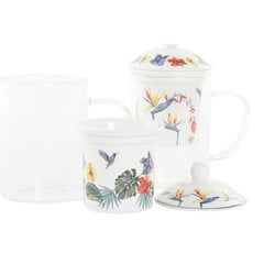 Tasīte ar Tējas Filtru DKD Home Decor Stikls Porcelāns (300 ml) (2 gb.) cena un informācija | Glāzes, krūzes, karafes | 220.lv