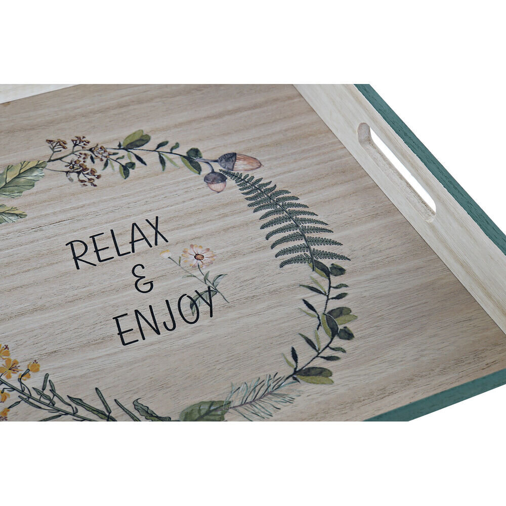 Uzkodu paplāte DKD Home Decor Relax & Enjoy Dabisks Koks Zaļš (32 x 32 x 4,5 cm) cena un informācija | Trauki, šķīvji, pusdienu servīzes | 220.lv