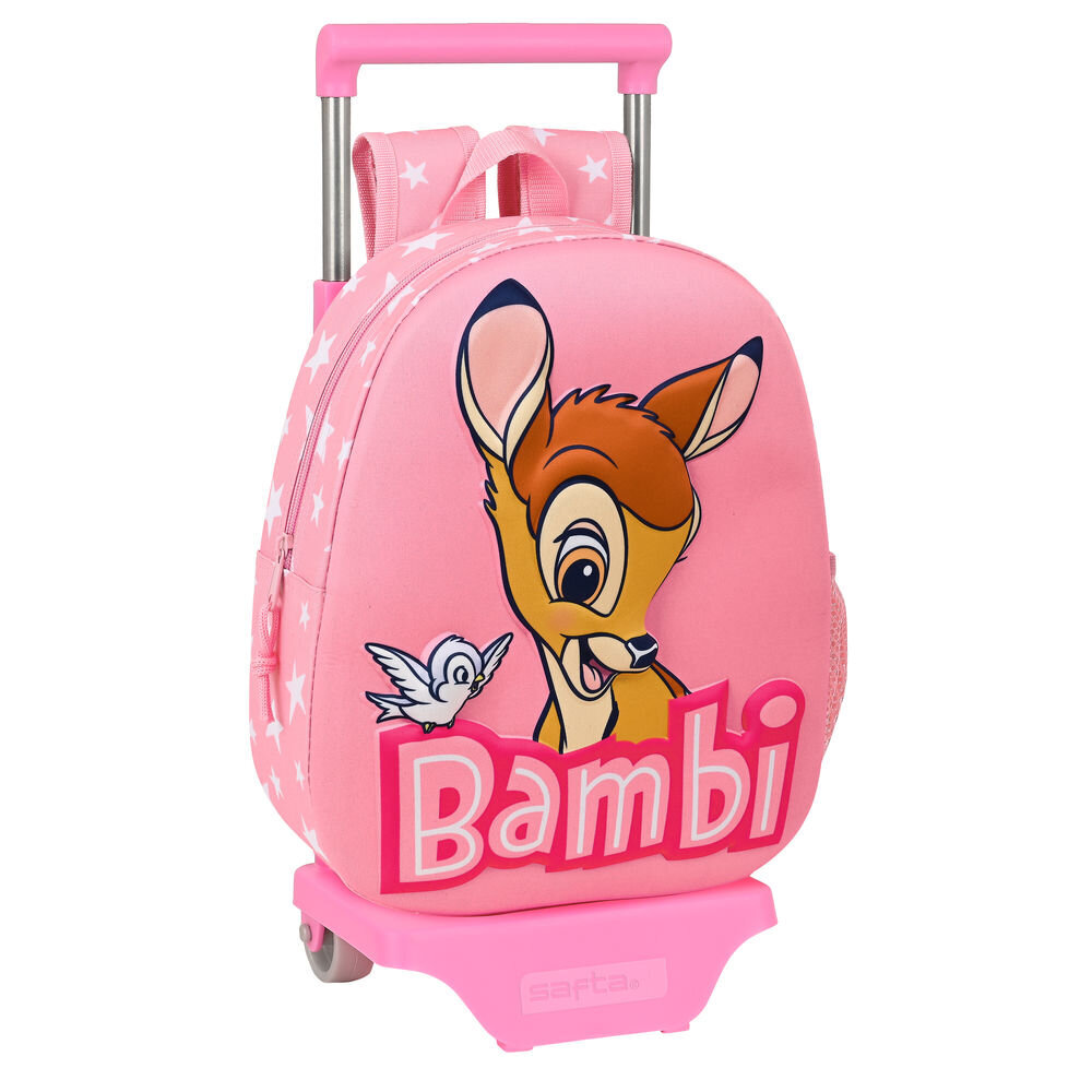 3D skolas soma ar riteņiem Disney Bambi Rozā (28 x 10 x 67 cm) cena un informācija | Skolas somas | 220.lv