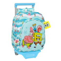 3D skolas soma ar riteņiem Spongebob Stay positive Zils Balts (26 x 34 x 11 cm) cena un informācija | Skolas somas | 220.lv