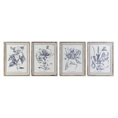 Glezna DKD Home Decor Ziedi Moderns (50 x 2,5 x 65 cm) (4 gb.) cena un informācija | Gleznas | 220.lv