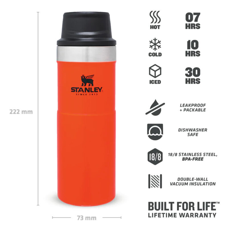 Termokrūze The Trigger-Action Travel Mug Classic 0,47L oranžs cena un informācija | Termosi, termokrūzes | 220.lv