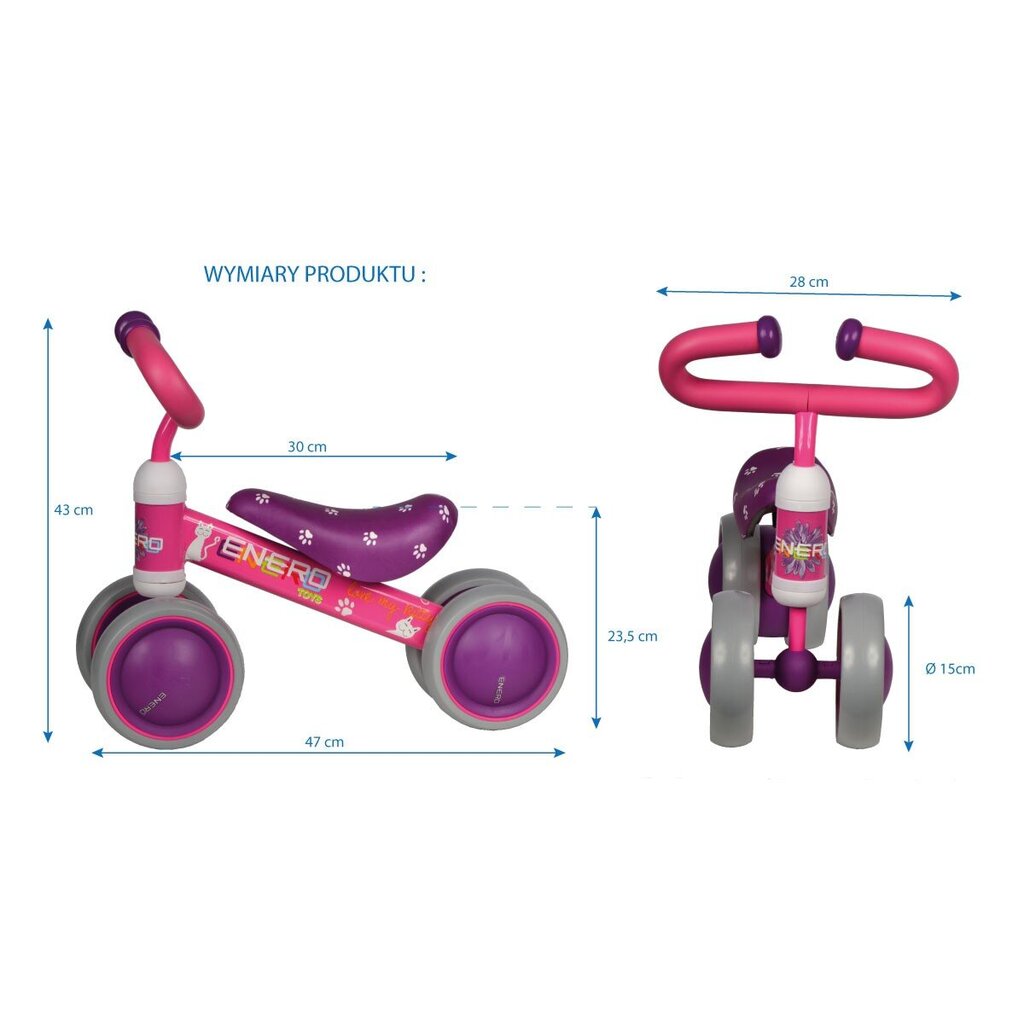 Līdzsvara velosipēds - Enero Love Kitty, rozā krāsā цена и информация | Rotaļlietas zīdaiņiem | 220.lv