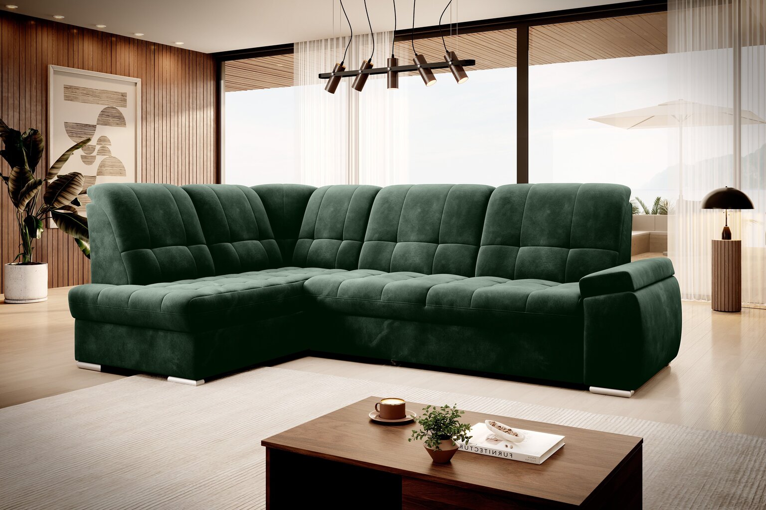 Stūra dīvāns NORE Sado, zaļš cena un informācija | Stūra dīvāni | 220.lv