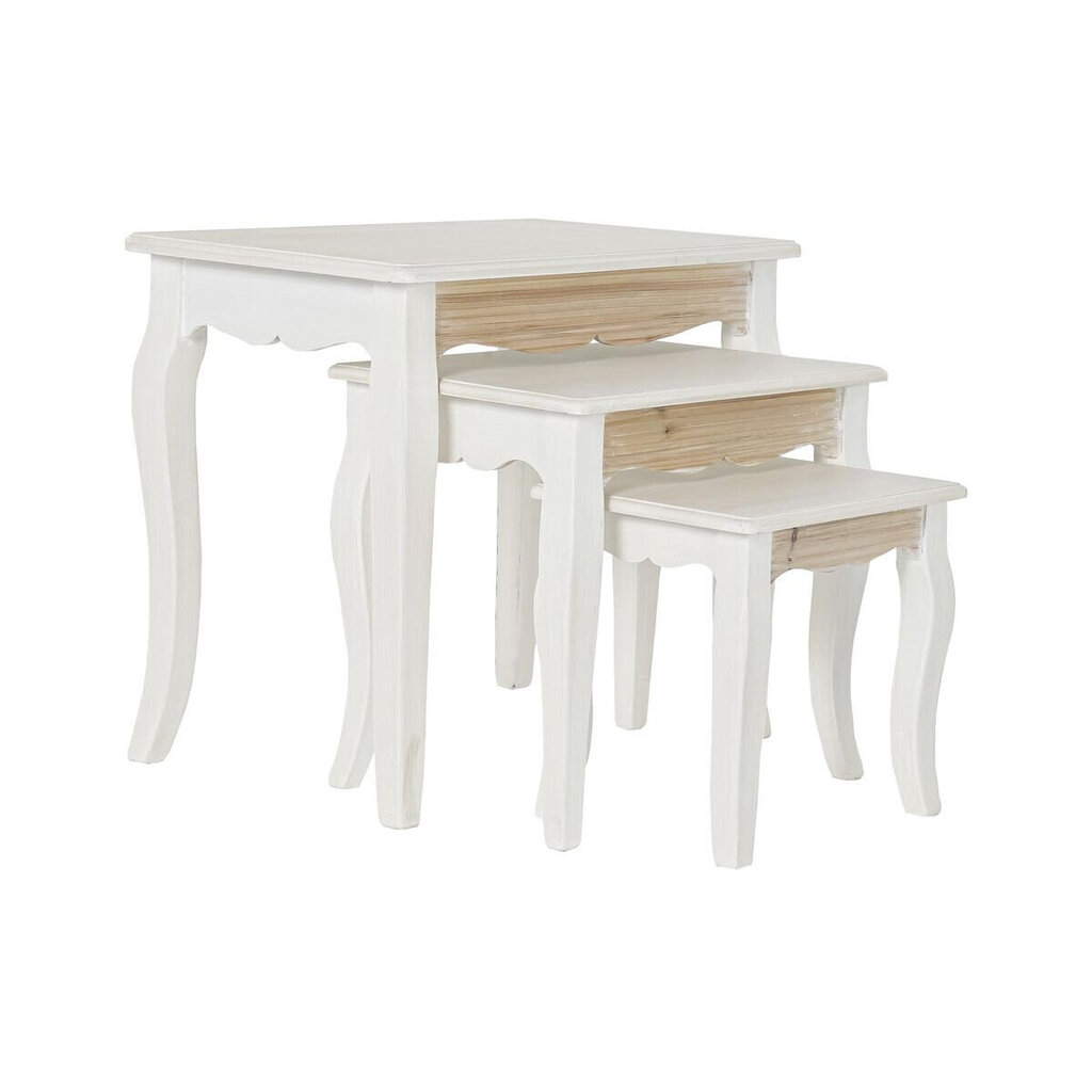 3 galdu komplekts DKD Home Decor Dabisks Koks MDF Balts (53 x 35 x 47 cm) cena un informācija | Žurnālgaldiņi | 220.lv