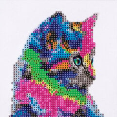 Dimanta mozaīka "Krāsainais kaķis" 20x20cm, C 89743 cena un informācija | Dimantu mozaīkas | 220.lv