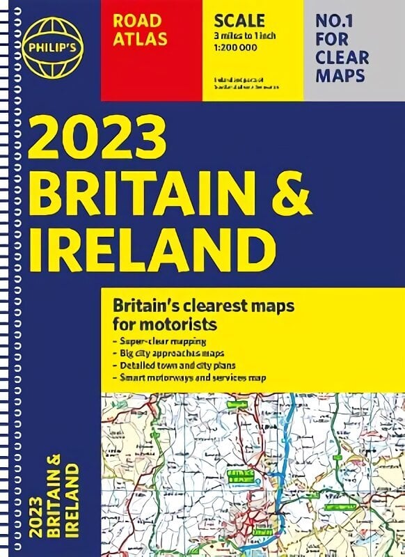 2023 Philip's Road Atlas Britain and Ireland: (A4 Spiral) cena un informācija | Ceļojumu apraksti, ceļveži | 220.lv