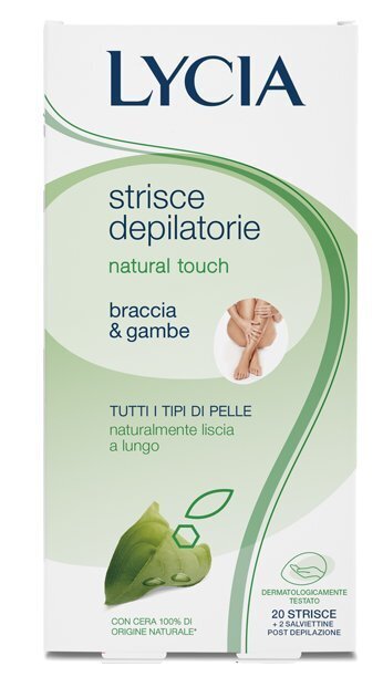 Depilācija vaska strēmeles ar rokām un kājām, visiem ādas tipiem Lycia Natural Touch 20 gab. cena un informācija | Depilācijas līdzekļi, vaksācijas piederumi | 220.lv