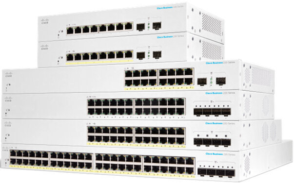 Cisco CBS220-24P-4X network switch Managed L2 Gigabit Ethernet (10/100/1000) Power over Ethernet (PoE) White цена и информация | Komutatori (Switch) | 220.lv