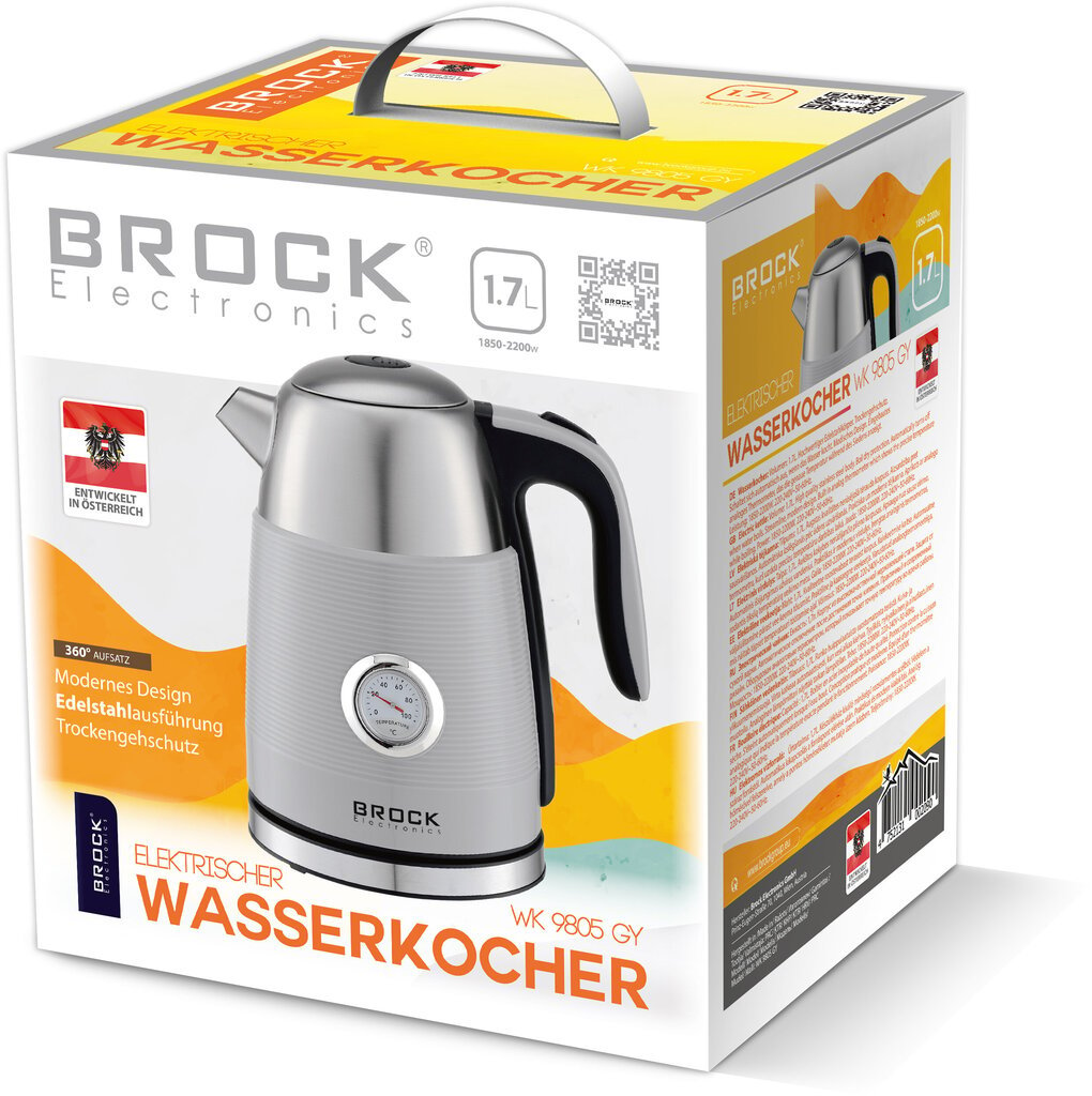 Brock Electronics WK 9805 GY cena un informācija | Elektriskās tējkannas | 220.lv