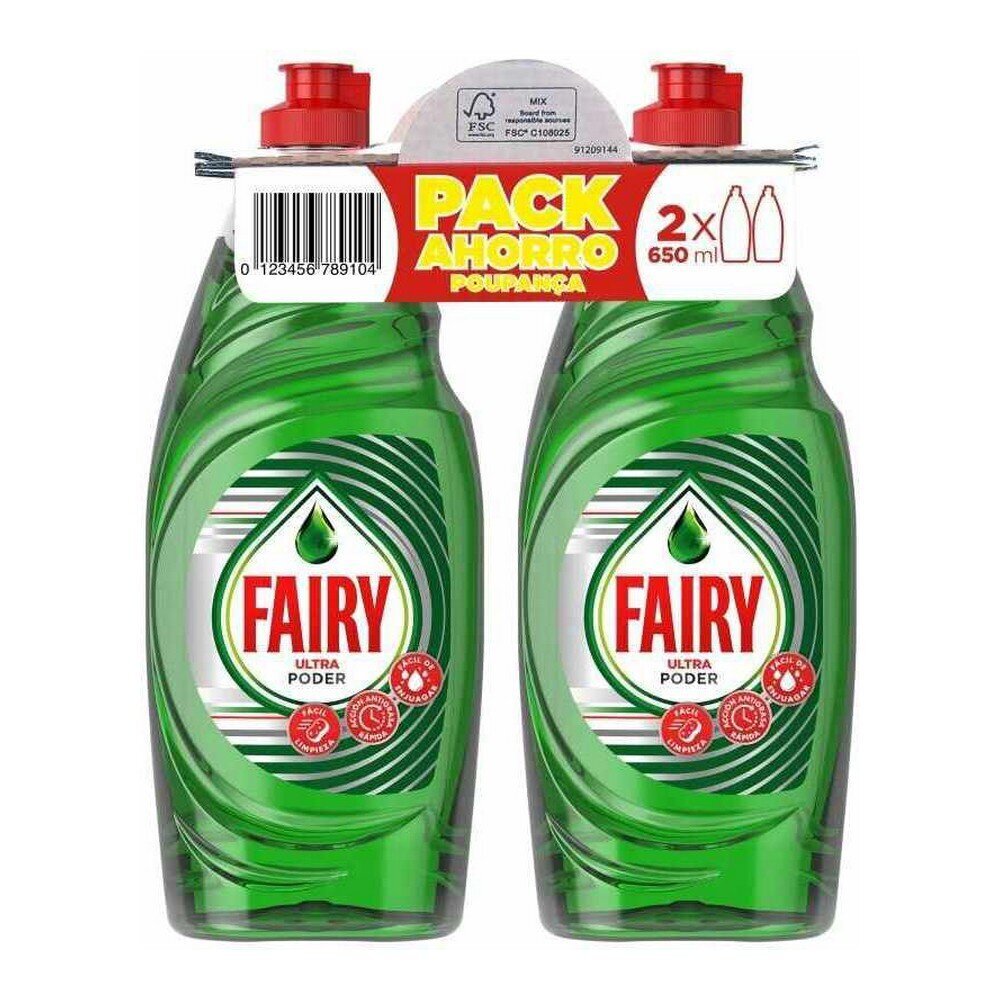 Fairy trauku mazgāšanas līdzeklis, 2 x 650 ml cena un informācija | Trauku mazgāšanas līdzekļi | 220.lv