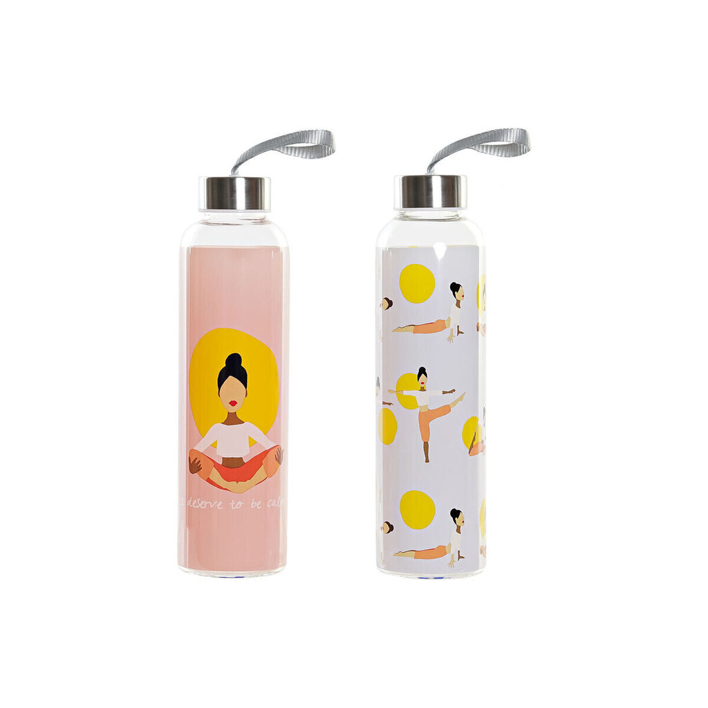 Ūdens pudele DKD Home Decor Yoga Borosilikāta glāze (550 ml) (2 gb.) cena un informācija | Ūdens pudeles | 220.lv