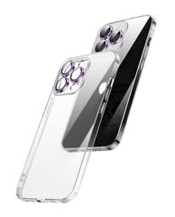 Crystal Clear Glass Case with purple metal camera protection paredzēts Apple iPhone 13 цена и информация | Чехлы для телефонов | 220.lv