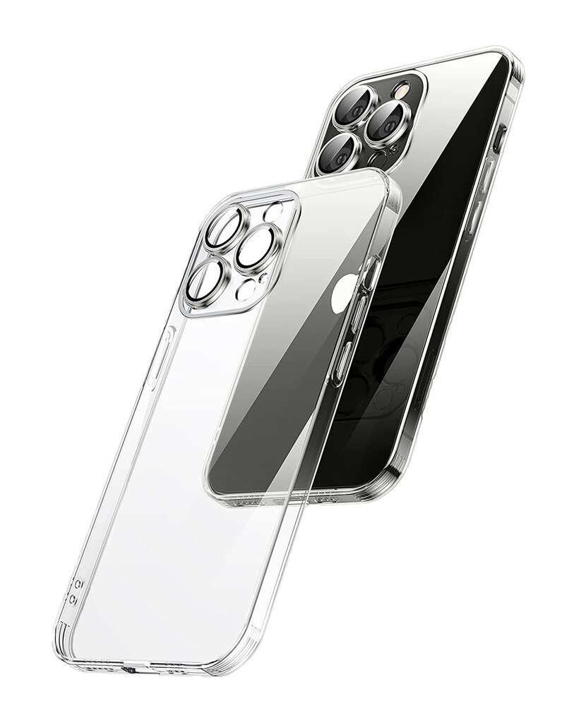 Crystal Clear Glass Case with silver metal camera protection paredzēts Apple iPhone 13 cena un informācija | Telefonu vāciņi, maciņi | 220.lv