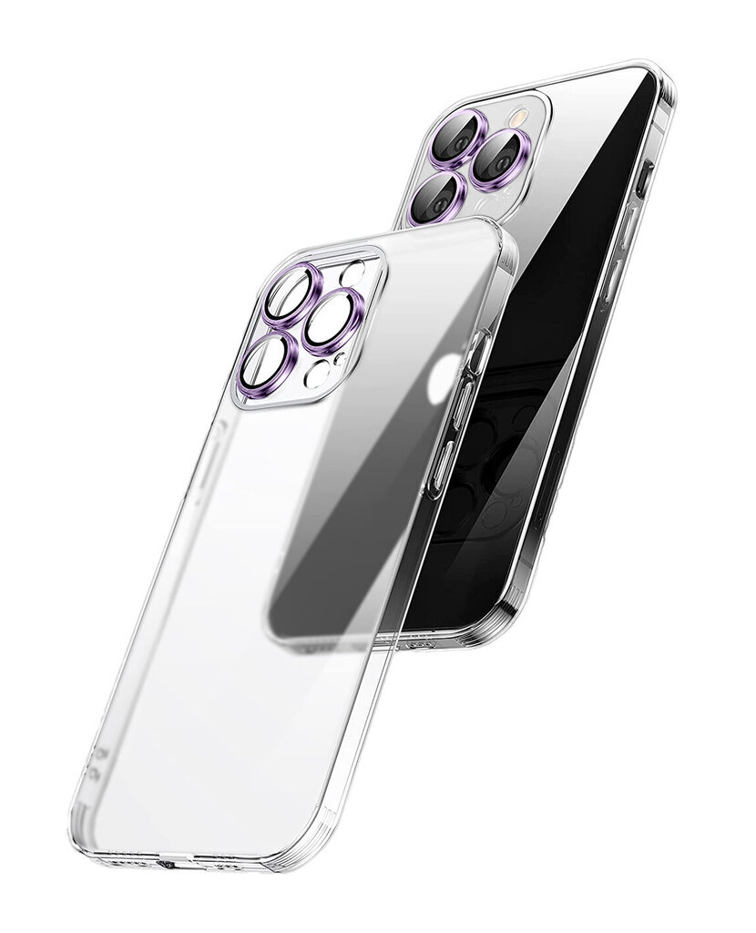 Crystal Clear Glass Case with purple metal camera protection paredzēts Apple iPhone 12 cena un informācija | Telefonu vāciņi, maciņi | 220.lv