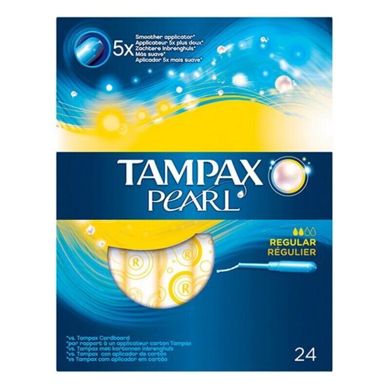 Tamponi Pearl Regular Tampax (24 gab.) cena un informācija | Tamponi, higiēniskās paketes, ieliktnīši | 220.lv