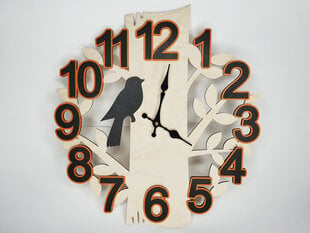 Деревянные настенные часы в виде дерева с птичкой  цена и информация | Оригинальные часы  | 220.lv