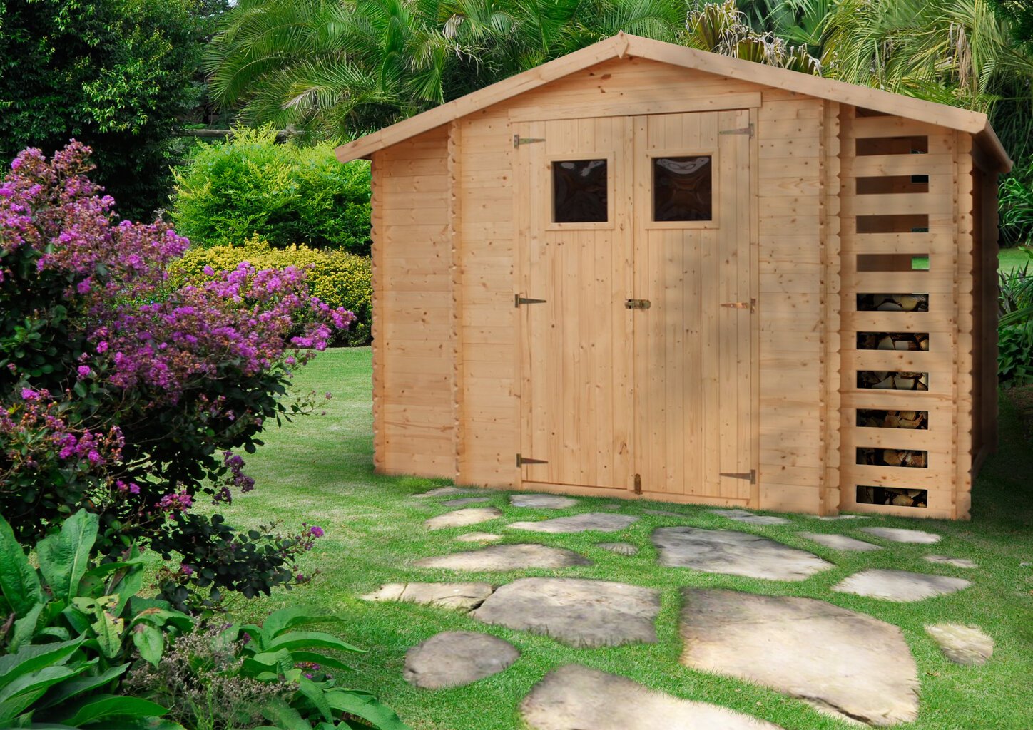 Koka dārza mājiņa / instrumentu novietne, Timbela M389+grīda cena un informācija | Dārza mājiņas, šķūņi, malkas nojumes | 220.lv