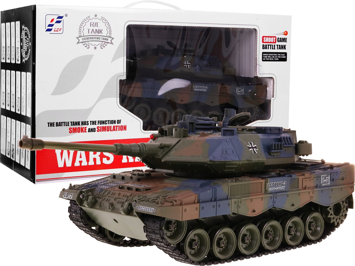 Дистанционно управляемый танк с эффектом дыма Wars King R/C Tank, зеленый  цена | 220.lv