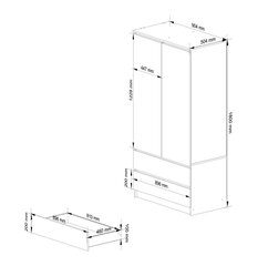 Skapis ar spoguli, 90 cm, amatniecības ozols/balts cena un informācija | Skapji | 220.lv