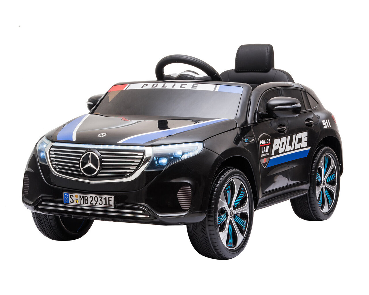 Bērnu elektromobilis Mercedes Benz EQC400 Police, Black cena un informācija | Bērnu elektroauto | 220.lv