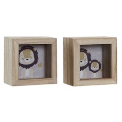 Naudas kaste DKD Home Decor Koks Lauva Gaiši brūns (2 pcs) cena un informācija | Oriģinālas krājkasītes | 220.lv