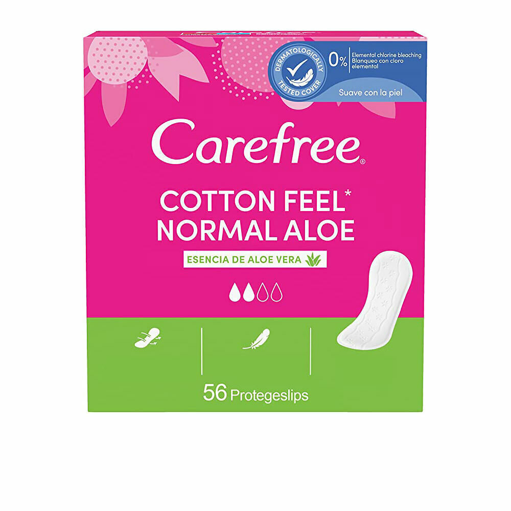 Biksīšu ieliktnītis Carefree Cotton Feel Normal Aloe (56 gab.) cena un informācija | Tamponi, higiēniskās paketes, ieliktnīši | 220.lv