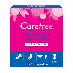 Elastīgais biksīšu ieliktnītis Carefree Cotton Feel Flexiform S/M Izmērs (56 gab.) cena un informācija | Tamponi, higiēniskās paketes, ieliktnīši | 220.lv