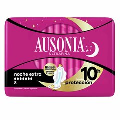 Ночные компрессы Ausonia Extra (8 uds) цена и информация | Тампоны, гигиенические прокладки для критических дней, ежедневные прокладки | 220.lv