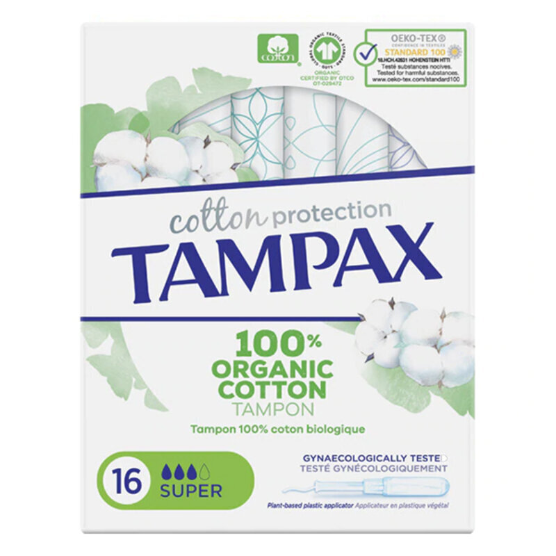 Super Tamponi ORGANIC Tampax (16 gab.) цена и информация | Tamponi, higiēniskās paketes, ieliktnīši | 220.lv