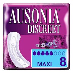 Higiēniskais ieliktnītis urīna nesaturēšanai DISCREET mAXI Ausonia (8 gab.) cena un informācija | Tamponi, higiēniskās paketes, ieliktnīši | 220.lv