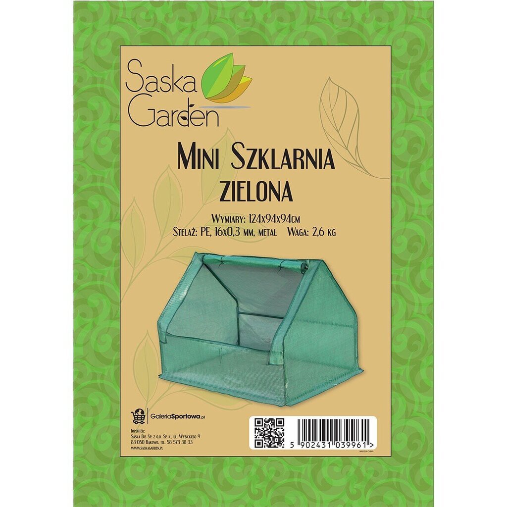 Mini siltumnīca - Saska Garden, 124x94x94, zaļa cena un informācija | Siltumnīcas | 220.lv