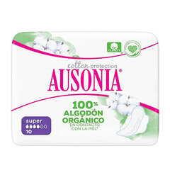 Super higiēniskie ieliktnīši ar spārniņiem ORGANIC Ausonia (10 gab.) cena un informācija | Tamponi, higiēniskās paketes, ieliktnīši | 220.lv