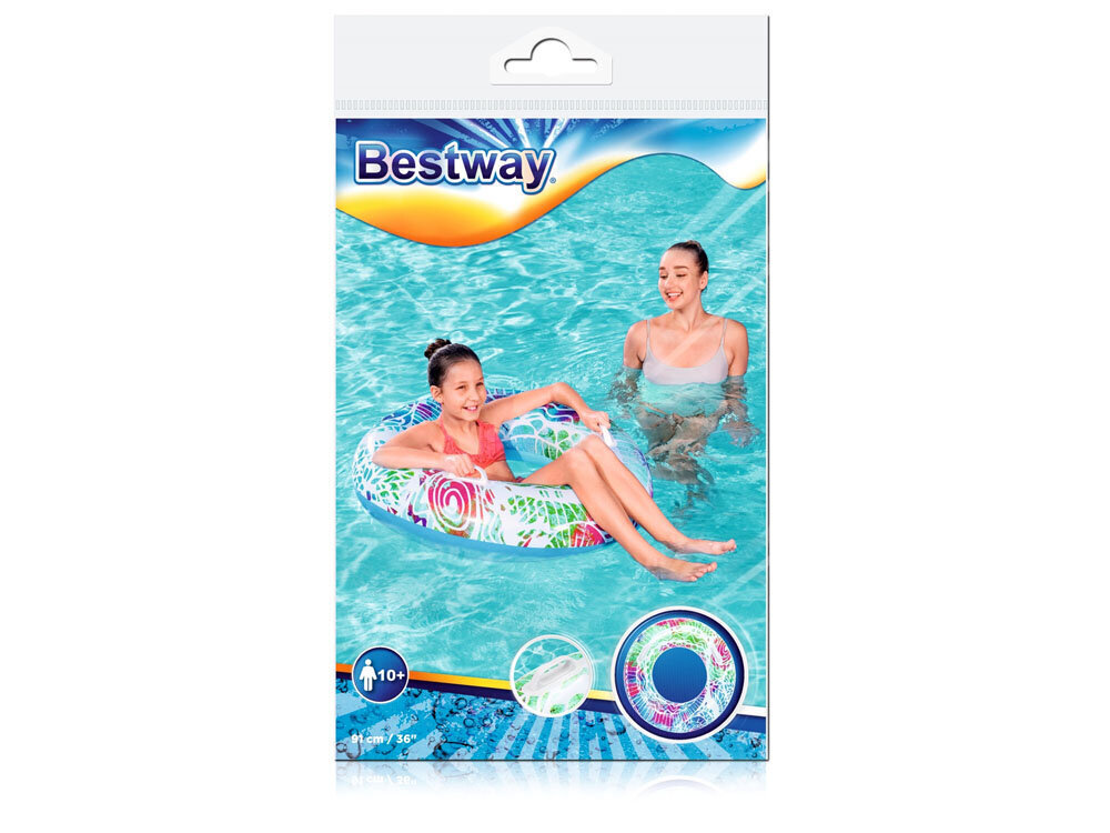 Piepūšamais peldēšanas riņķis Bestway , 91cm, zils цена и информация | Piepūšamās rotaļlietas un pludmales preces | 220.lv